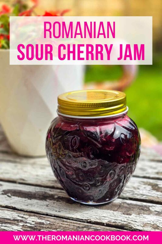 Romanian sour cherry jam recipe pin